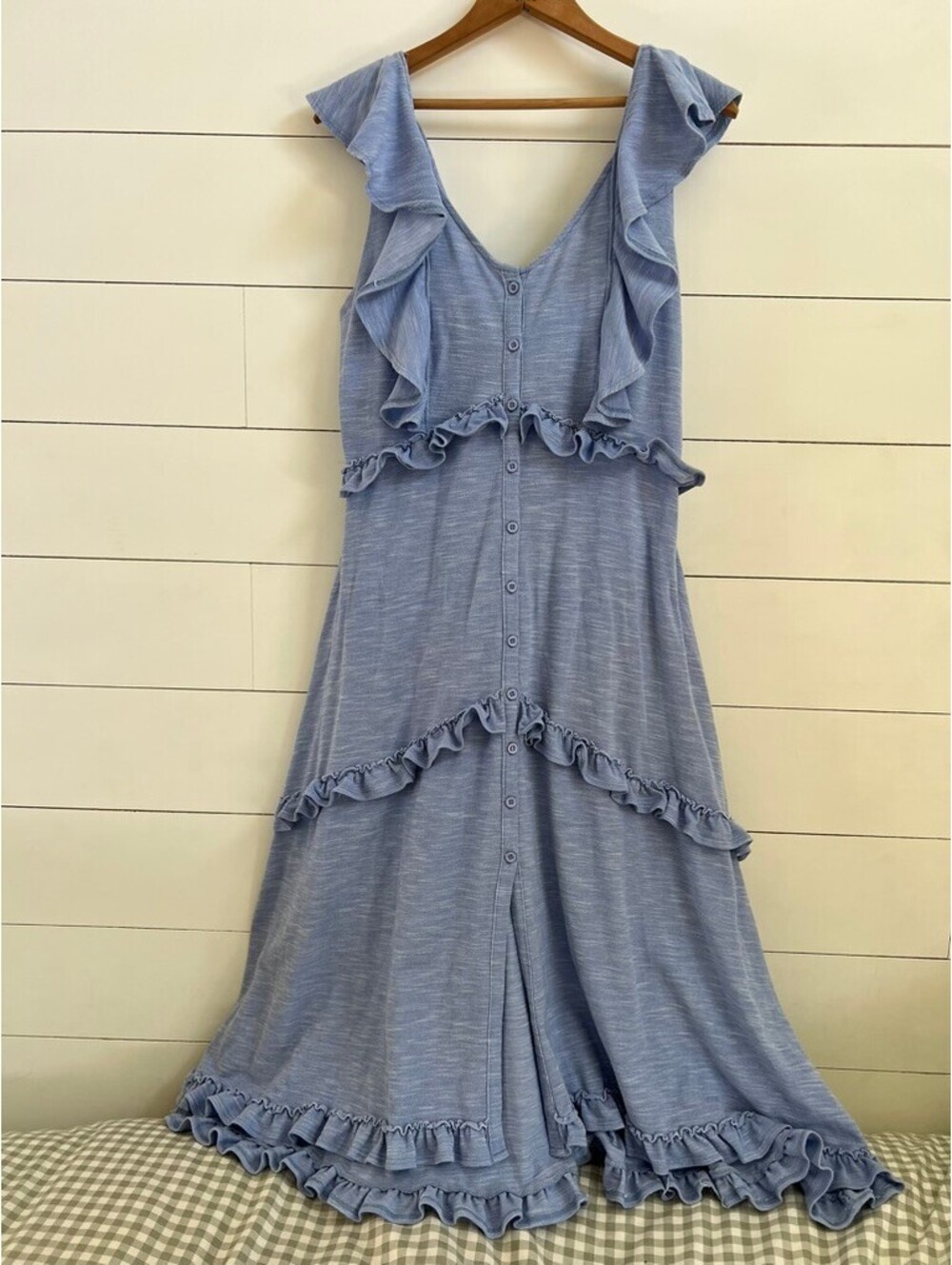 Emilia Button Front Maxi Dress Women's Size L Summer Chic Coquette Boho Beachy